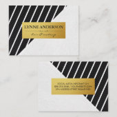 Faux leder White Stripes Gold Metallic Label (Voorkant / Achterkant)