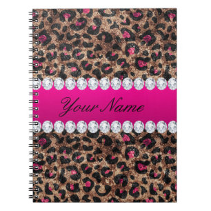 Faux Leopard Hot Pink Roos Gold Foil en Diamonds Notitieboek
