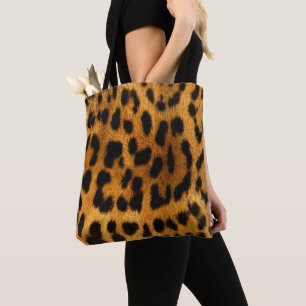 Faux Leopard Skin All Over Print Canvas tas