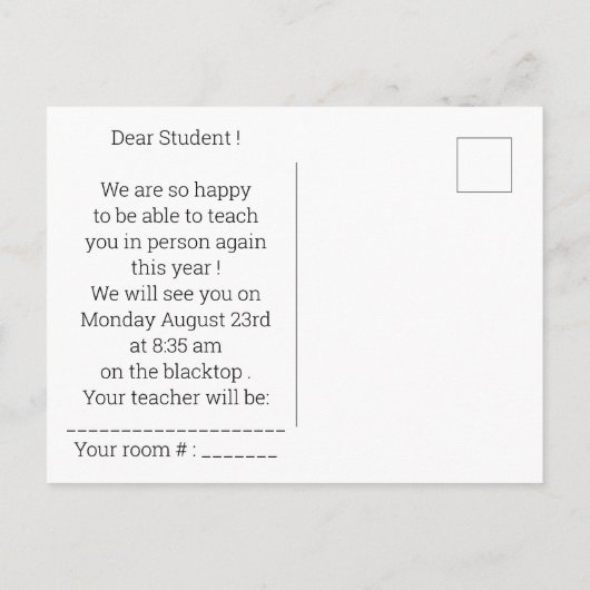 Faux letter board Welkom Terug briefkaart met appe (Achterkant)