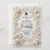 Faux Letterpress Effect Ornate Floral Wedding  Kaart (Voorkant)