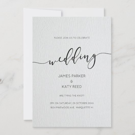 Faux letterpress wood rustige elegant-uitnodiging kaart (Voorkant)
