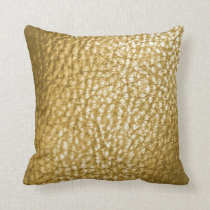 Faux Light Gold Metalic Leather Print Solid Kussen