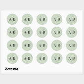 Faux Light Sage Green Glitter Weddenschap Monogram Ronde Sticker (Vel)