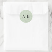 Faux Light Sage Green Glitter Weddenschap Monogram Ronde Sticker (Tas)