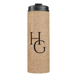 Faux Linen Custom Initialen Thermosbeker