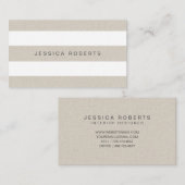 Faux Linen Elegant Stripes Pattern Professional Visitekaartje (Voorkant / Achterkant)