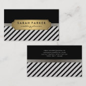 Faux Linen métal or Étiquette Black Stripes (Devant / Derrière)