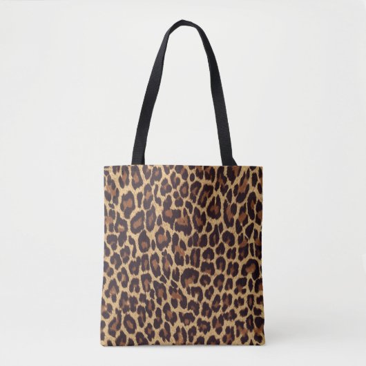 Faux luipaard print all over print canvas tas (Voorkant)