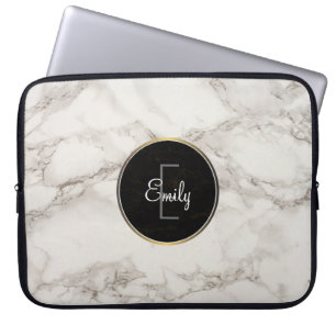Faux Marble Alabaster Taupe Tan Modern Custom Laptop Sleeve