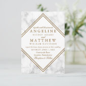 Faux Marble and Copper Geometric Wedding Invite Kaart (Staand voorkant)