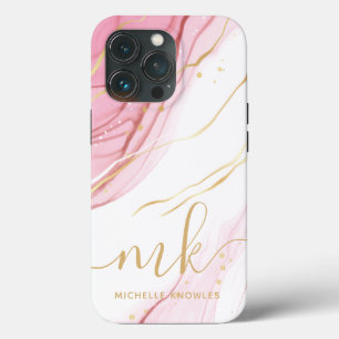 Faux Marble Geode Monogram en naam iPhone 13 Pro Hoesje