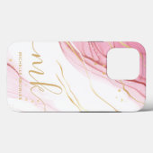 Faux Marble Geode Monogram en naam Case-Mate iPhone Case (Achterkant (horizontaal))