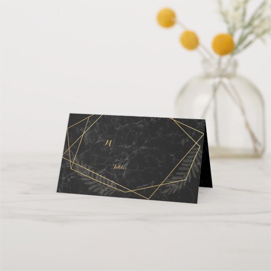 Faux Marble Geometric Place Card (Voorkant)