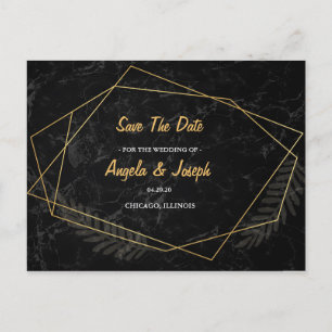 Faux Marble Geometric Save the Date Aankondigingskaart