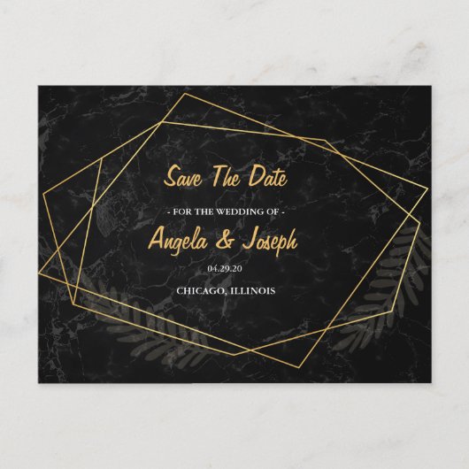Faux Marble Geometric Save the Date Aankondigingskaart (Voorkant)
