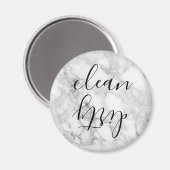 Faux Marble Script Clean Dirty Dishwaser Magnet Magneet (Voorkant / Achterkant)