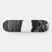 Faux Marbling Agate Black White Trendy Modern Ston Skateboard (Horizontaal)