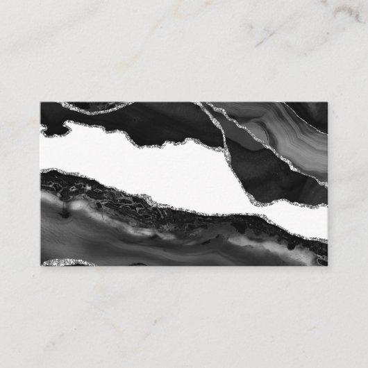 Faux Marbling Agate Black White Trendy Modern Ston Visitekaartje (Voorkant)