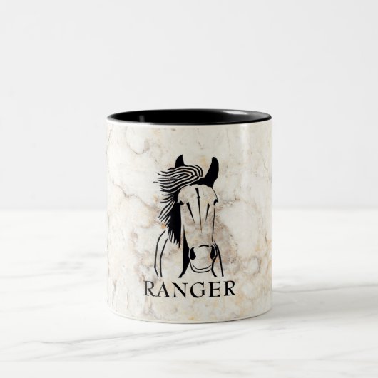 Faux Marbre Personnalisable Mug Artistique Cheval (Centre)