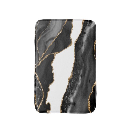 Faux Marked Agate Black Stone Luxe Badmat (Voorkant Verticaal)