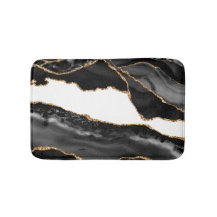 Faux Marked Agate Black Stone Luxe Badmat
