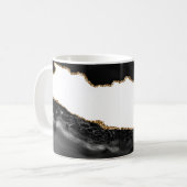 Faux Marked Agate Black Stone Luxury Gold Koffiemok (Voorkant links)