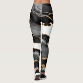 Faux Marked Agate Black Stone Luxury Gold Leggings (Achterkant)