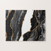 Faux Marked Agate Black Stone Luxury Gold Legpuzzel (Horizontaal)