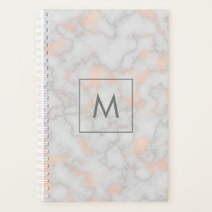 Faux Marmer en Roos Gold Texture Monogrammen Planner