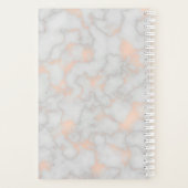 Faux Marmer en Roos Gold Texture Monogrammen Planner (Achterkant)