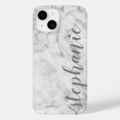 Faux Marmer met Calligrafie Aangepaste grijze naam Case-Mate iPhone Case (Achterkant)