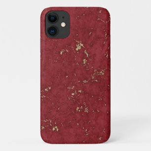 Faux marmer-roebel-rood goud accenten iPhone 11 hoesje