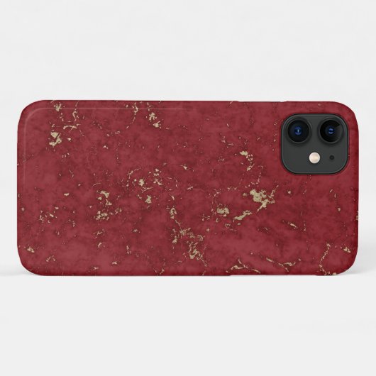 Faux marmer-roebel-rood goud accenten Case-Mate iPhone case (Achterkant (horizontaal))