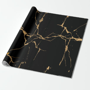 Faux marmer zwart goud cadeaupapier