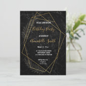 Faux marmeren geometrische verjaardagsfeestje kaart (Staand voorkant)