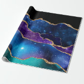 Faux marmering Agate Stone Galaxy Sparkly Shining Cadeaupapier (Uitgerold)