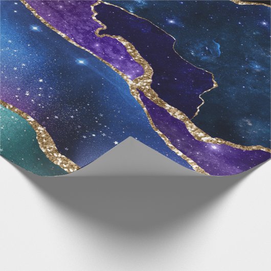 Faux marmering Agate Stone Galaxy Sparkly Shining Cadeaupapier (Hoek)