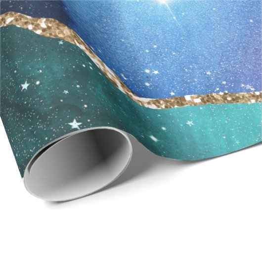 Faux marmering Agate Stone Galaxy Sparkly Shining Cadeaupapier (Rol Hoek)