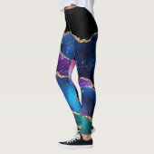 Faux marmering Agate Stone Galaxy Sparkly Shining Leggings (Links)