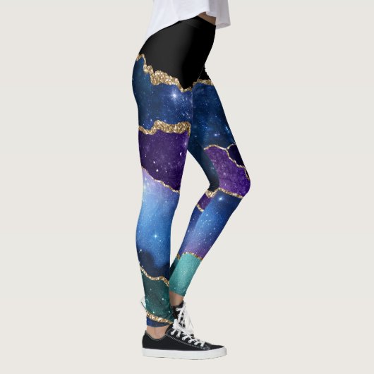 Faux marmering Agate Stone Galaxy Sparkly Shining Leggings (Rechts)