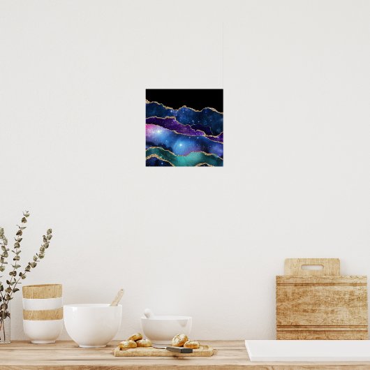 Faux marmering Agate Stone Galaxy Sparkly Shining Poster (Keuken)
