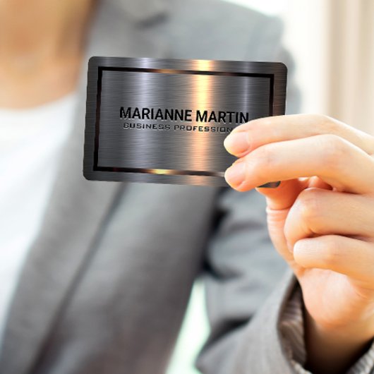 Faux Metal Aluminium Zilver geborsteld Print | Met Visitekaartje