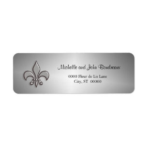 Faux Metal Silver Fleur de Lis Etiket