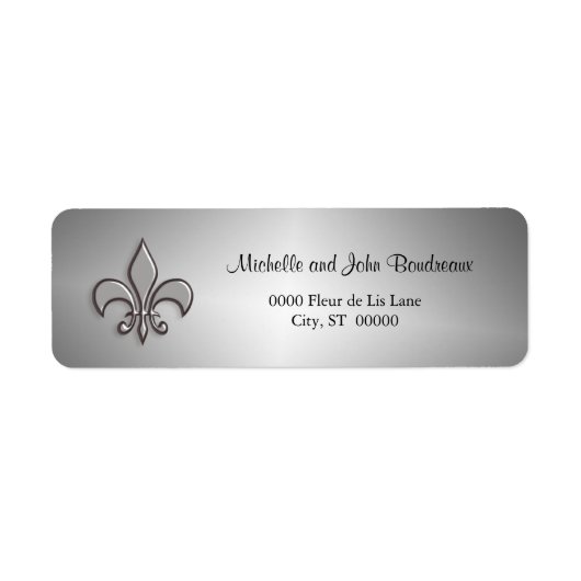 Faux Metal Silver Fleur de Lis Etiket (Voorkant)