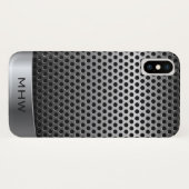 Faux Metal Texture aangepaste monogram telefoongev Case-Mate iPhone Case (Achterkant (horizontaal))