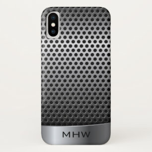 Faux Metal Texture aangepaste monogram telefoongev iPhone X Hoesje