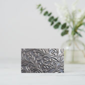 Faux Metal Visitekaartje - Embossed damask unisex (Staand voorkant)