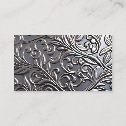 Faux Metal Visitekaartje - Embossed damask unisex (Voorkant)