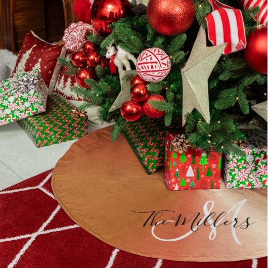 Faux Metallic Copper Gradient Family Monogram Kerstboom Rok